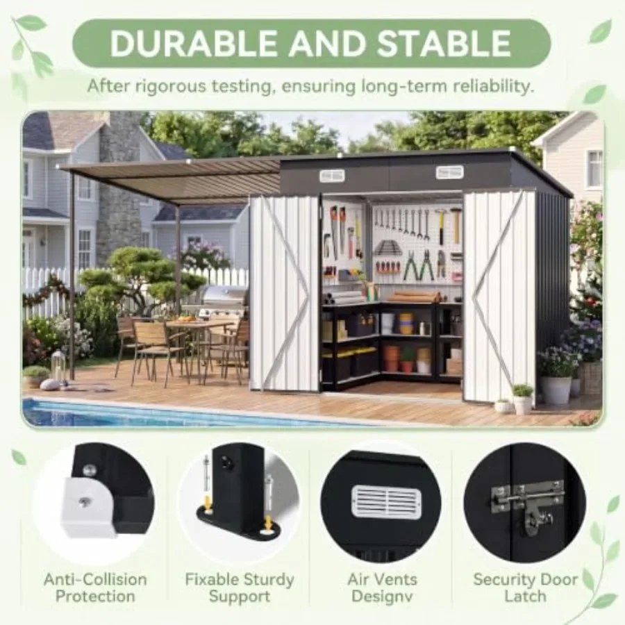 6x4FT Outdoor Storage Shed and Hardtop Gazebo Combo view 3