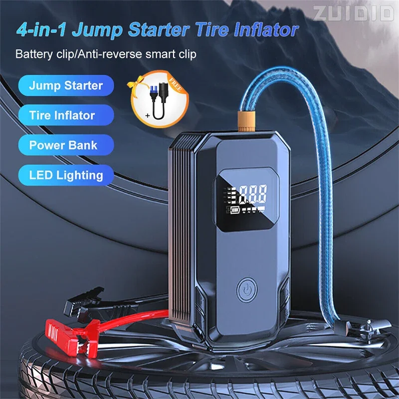 

Car Jump Starter Device Air Compressor Portable Booster For Car Start 1200A Powerful Car Battery Charger New Tire Inflation Pump