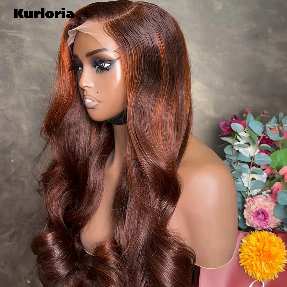 Highlights Orange 100% Human Hair 13x4 13x6 HD Transparent Lace Frontal Drawstring Glue-Free 4x4 Lace Closure Ready to Wear Wig