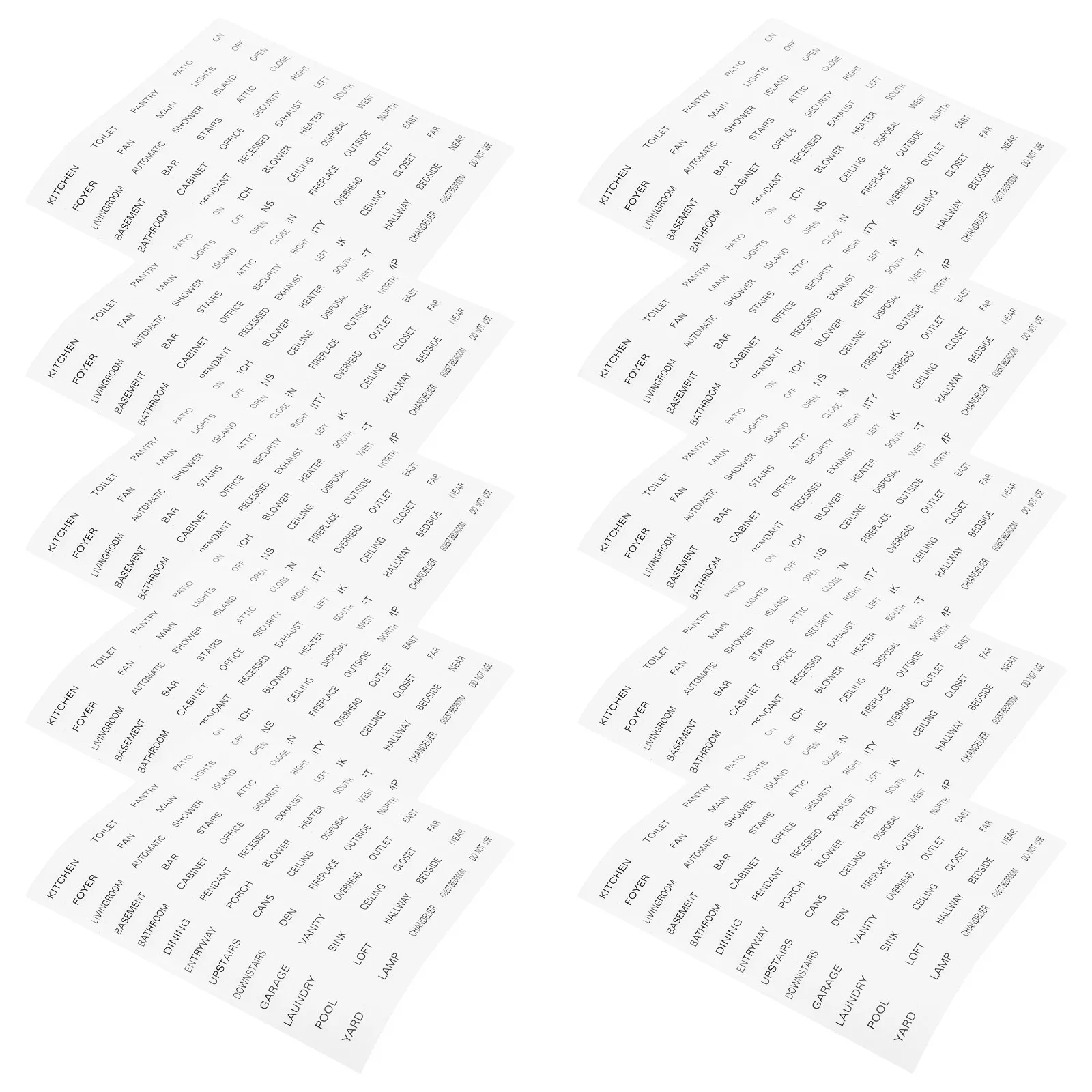 10Sheets Small Light Switch Signs Transparent Waterproof Label Stickers for Identify Light Switch Cover Plate Home Office