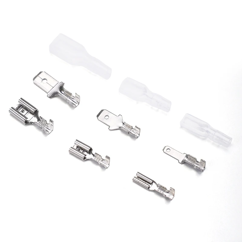 100/50 Sets 2,8mm 4,8mm 6,3mm Isolierende Federklemmen mit Transparenter Abdeckung für 22-16AWG – Detail 2