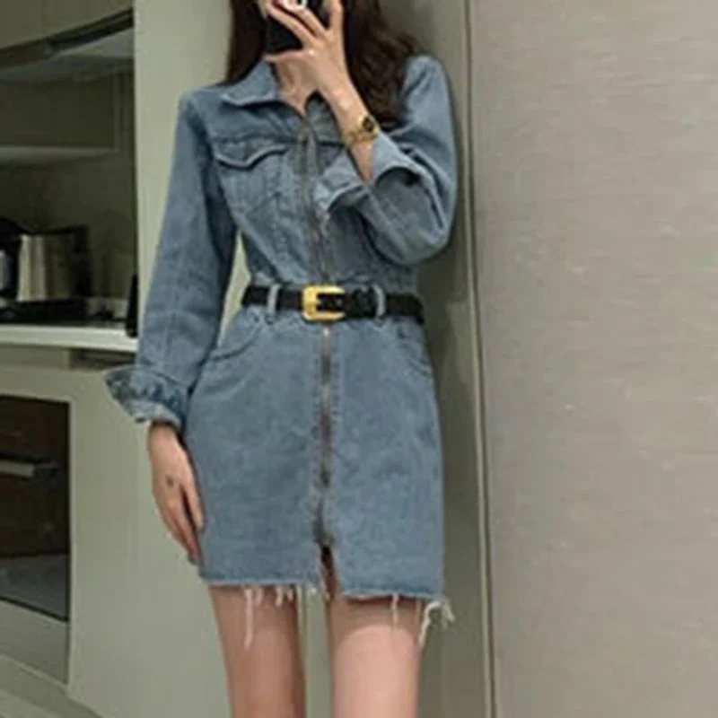 

Spring 2024 new French chic design, niche retro denim dress evening dresses birthday dress for women vestido feminino