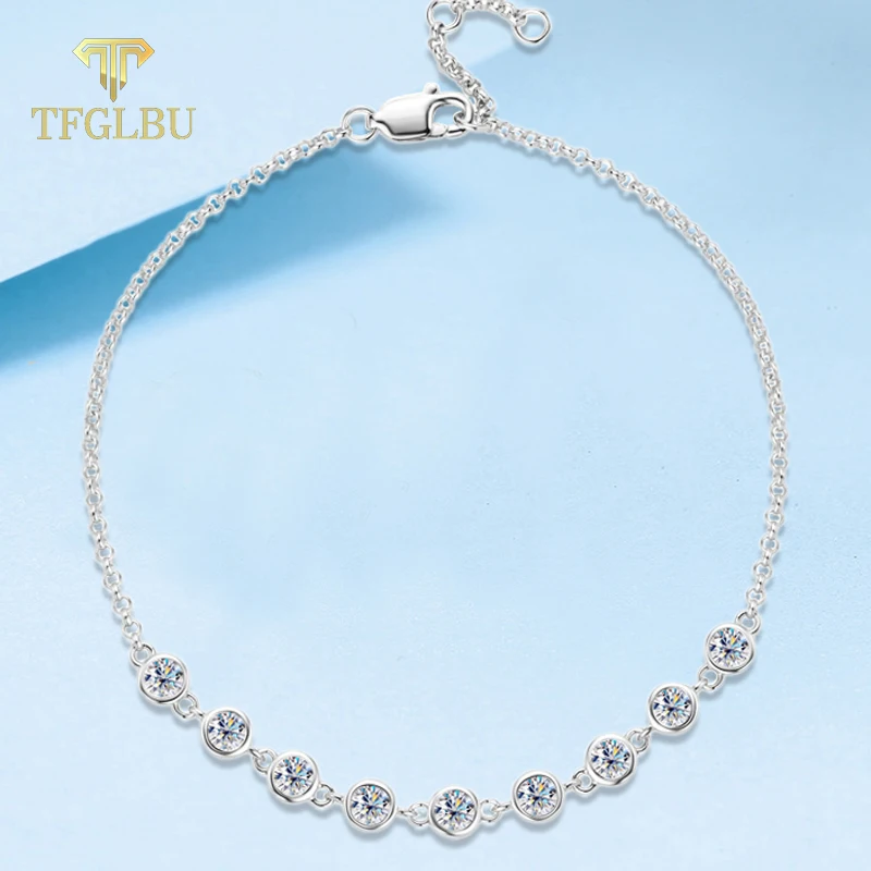 

TFGLBU 3mm All Excellent Cut Glassic Bubble Moissanite Bracelet for Women Shine Diamond 925 Sterling Silver GRA Wedding Jewelry