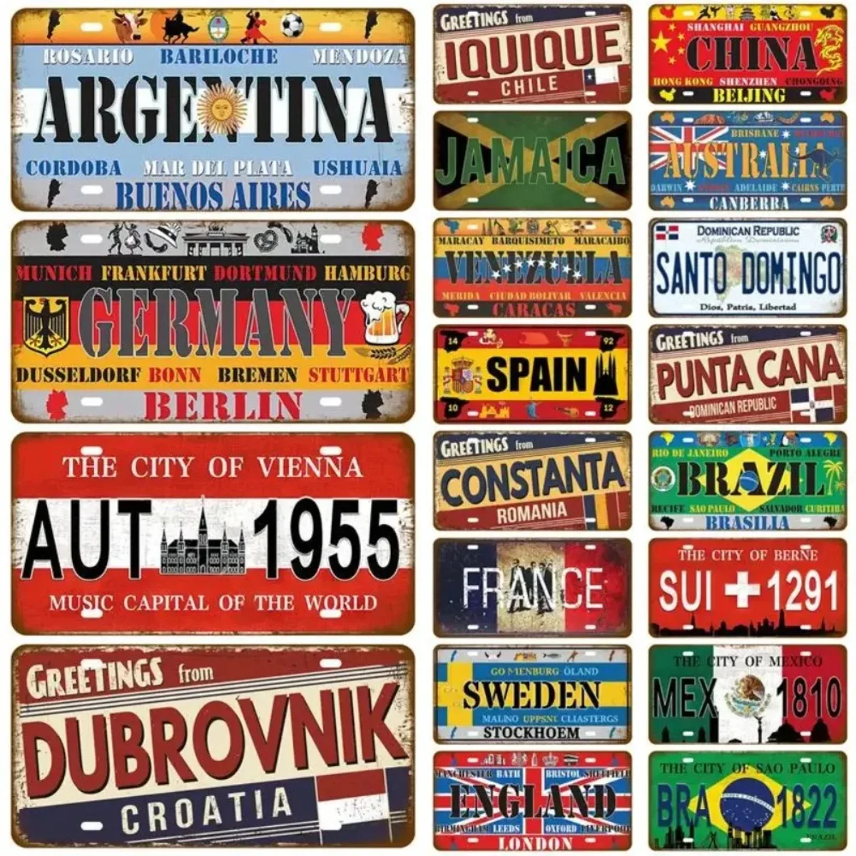 علامة ريترو لاندمارك كانتري تين | لوحة معدنية | رجل الكهف/بار/ديكور المنزل #1