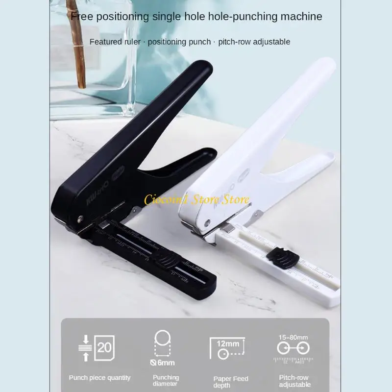 

A3PC Handheld Hole Puncher 20 Sheets Capacity Detachable Positioning Ruler Chip Tray