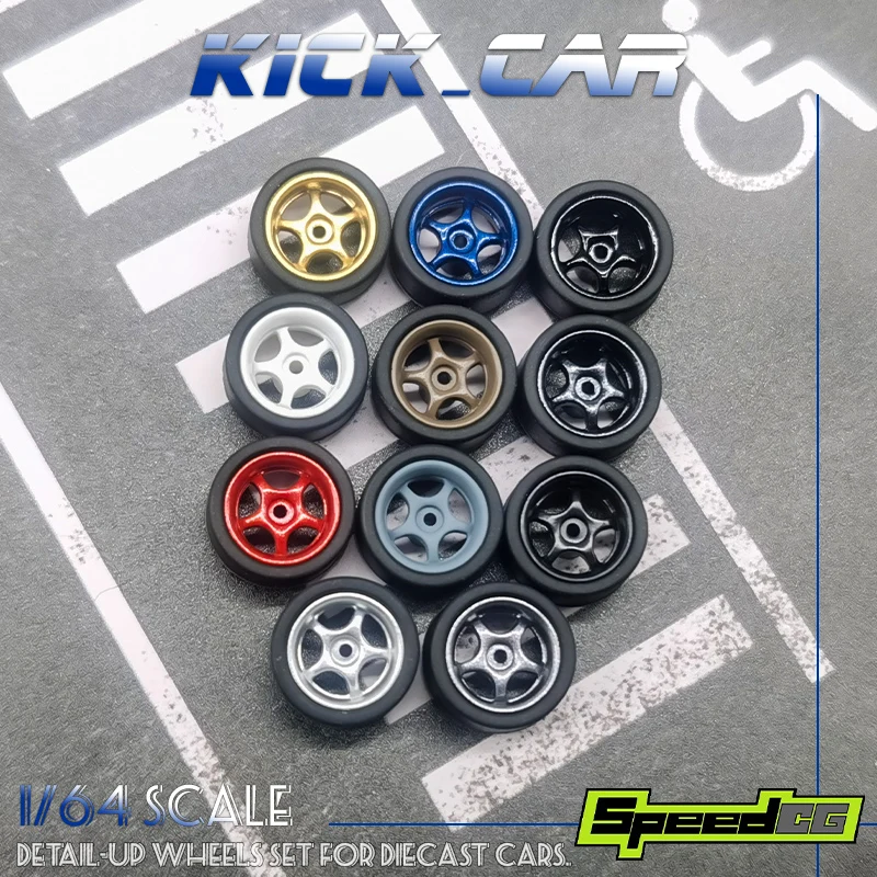 

SpeedCG 1/64 ABS Wheels with Rubber Tire Type E Modified Parts Diameter 10mm For Racing Vehicle Toy Model Car Hotwheels Tomica