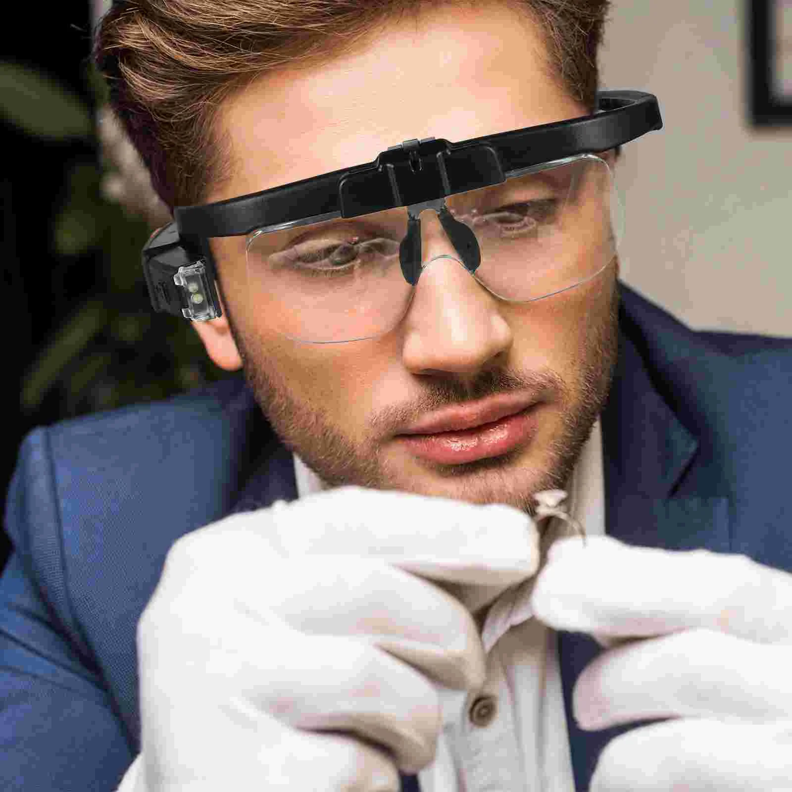 Wearing Magnifying Glass Glasses With Light LED Safety Lights And Magnifier Eyeglasses For Reading Hands-free