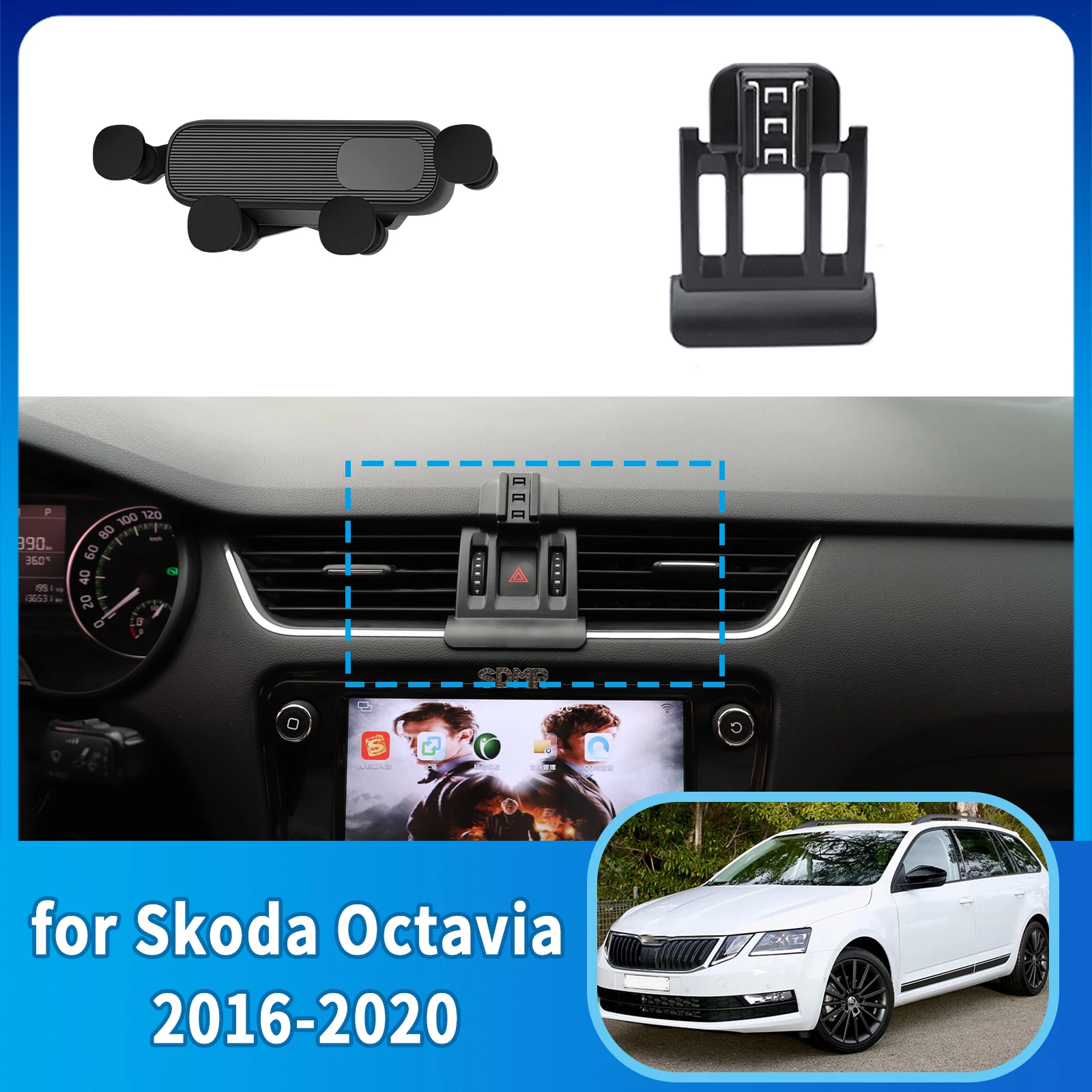 

for Skoda Octavia 2 Octavia 3 2016-2020 Phone Holder Dashboard Screen Mount Bracket Easy Installation​​ Car accessoire