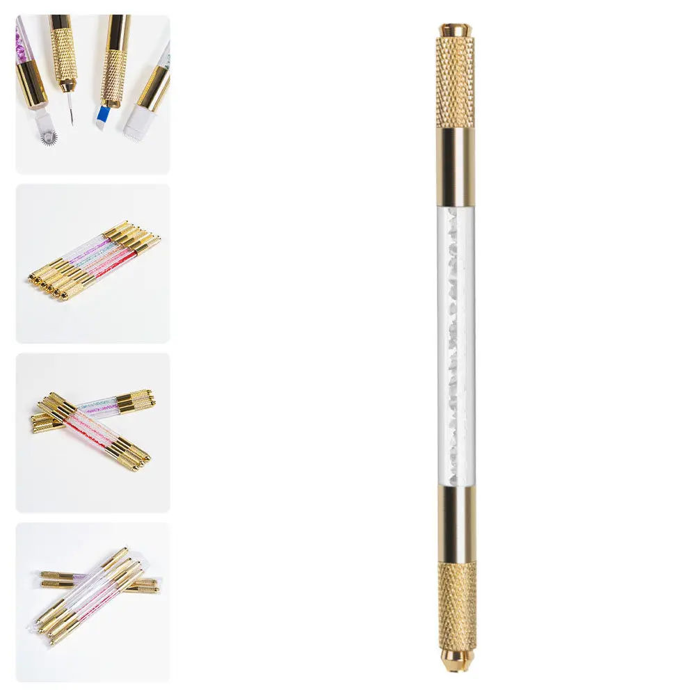 

Crystal Handle Rhinestone Microblading Pen Dual Head Tattooing Needle Holder Professional Tool