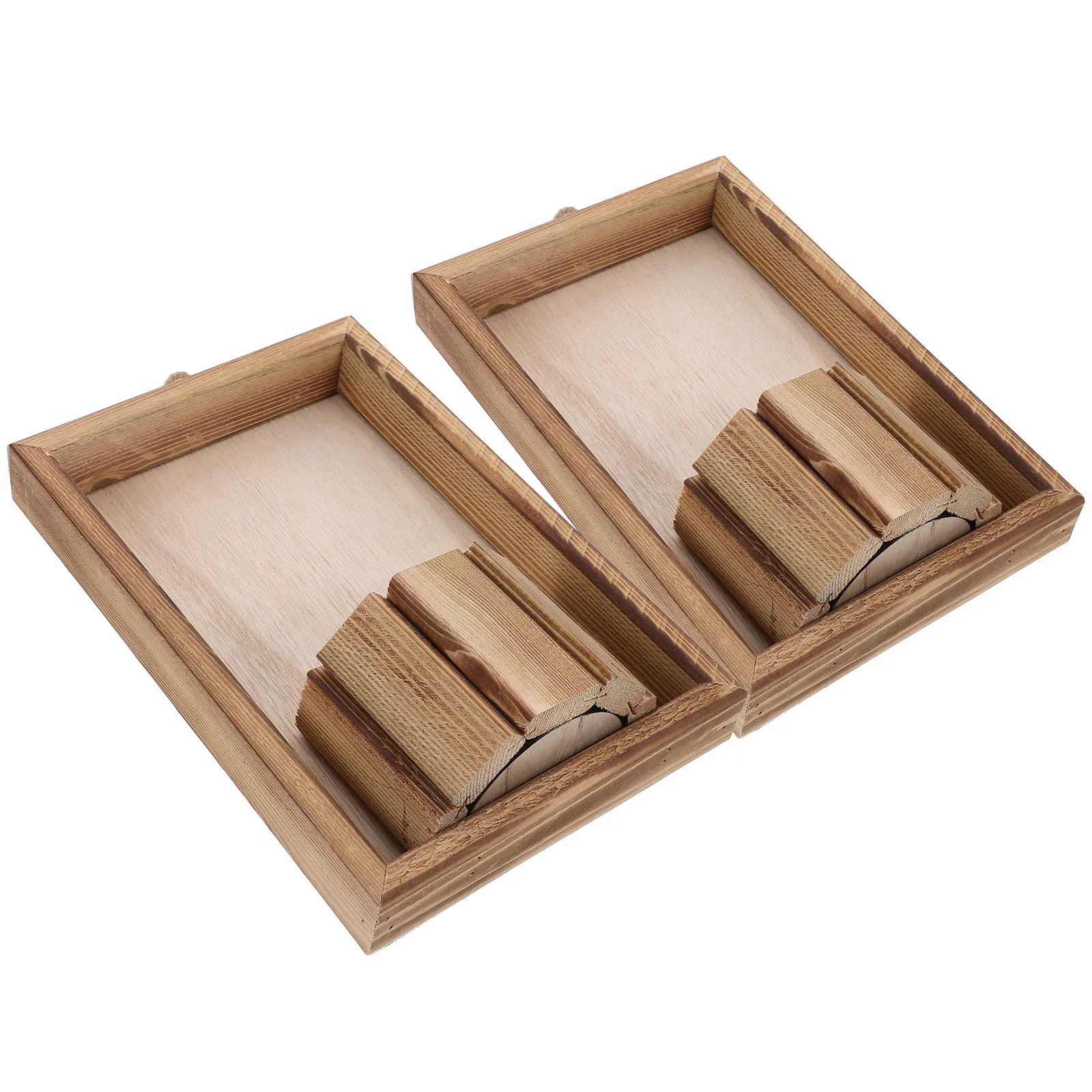 2Pcs Holz Wand Hängen Blumentopf Retro Stil Blumentopf Kleine Töpfe Indoor Terrakotta Getrocknete Blumen Korb Wand Dekor lagerung