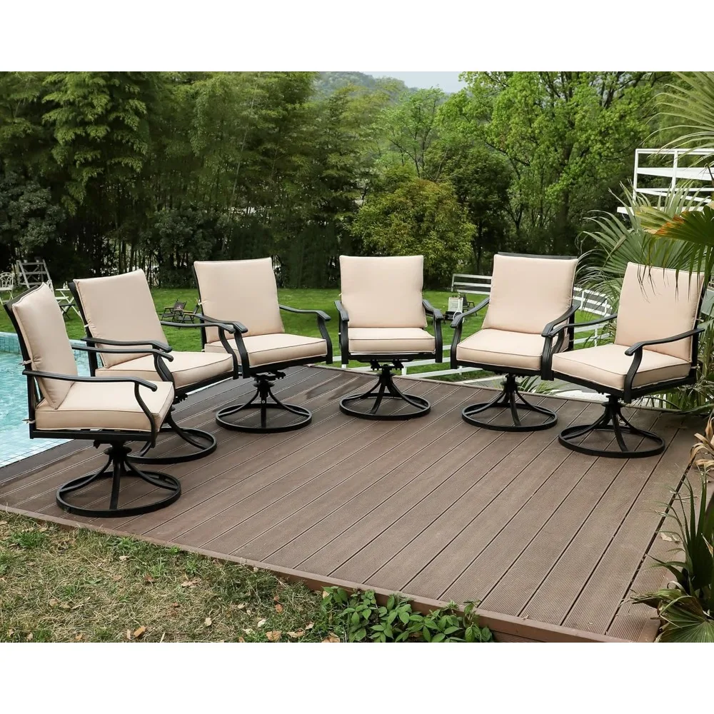 

Patio Swivel Chair, All-Weather Swivel Rocker Chair with Armrests & Cushion, Outdoor Dining Chairs, Metal Outdoor Chair