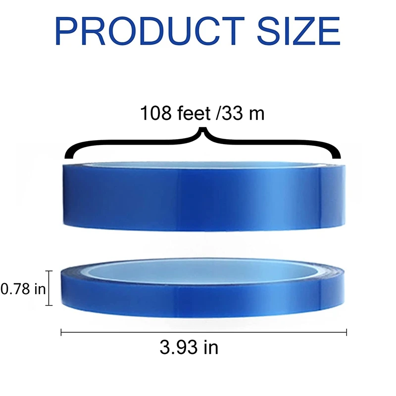 Nastro per trasferimento termico da 4 rotoli, nastro resistente al calore per sublimazione del calore su bicchiere, tazze da caffè, 10MM/20MM X33M(108Ft) Blu