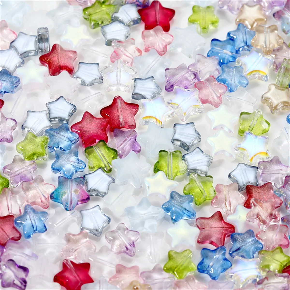 8mm 30PCS/Lot Star Beads Glass Spacer Beads Jewelry Making Hairpin For Handmade Pendant DIY Beads Jewelry Making Accessories