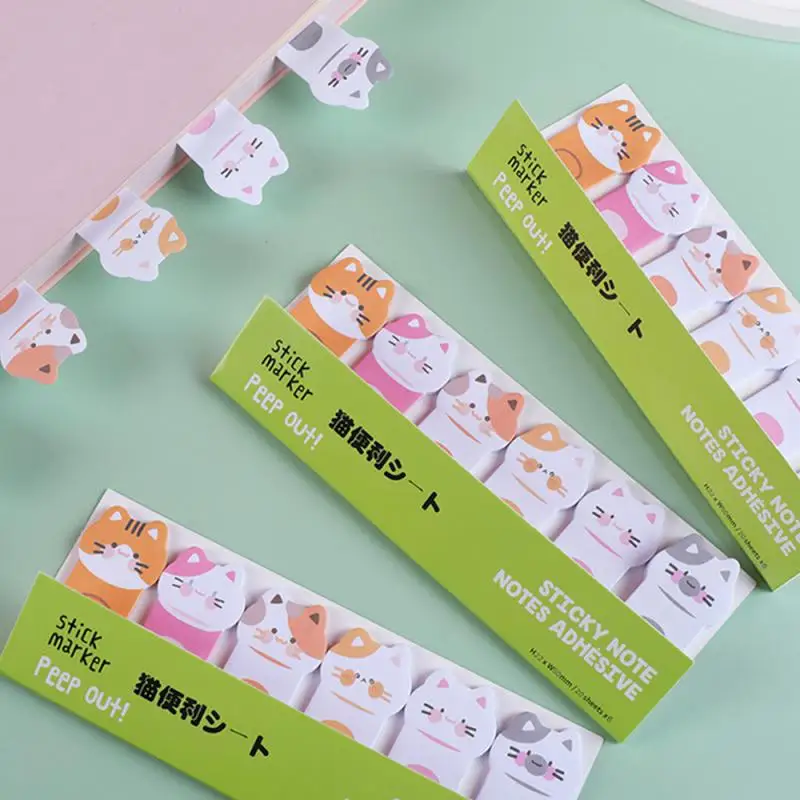 1 Piece Kawaii Stationery Cartoon Animals Marker Memo Pad Bookmark Flags Index Tab Sticky Notes Label Paper N Times Stickers