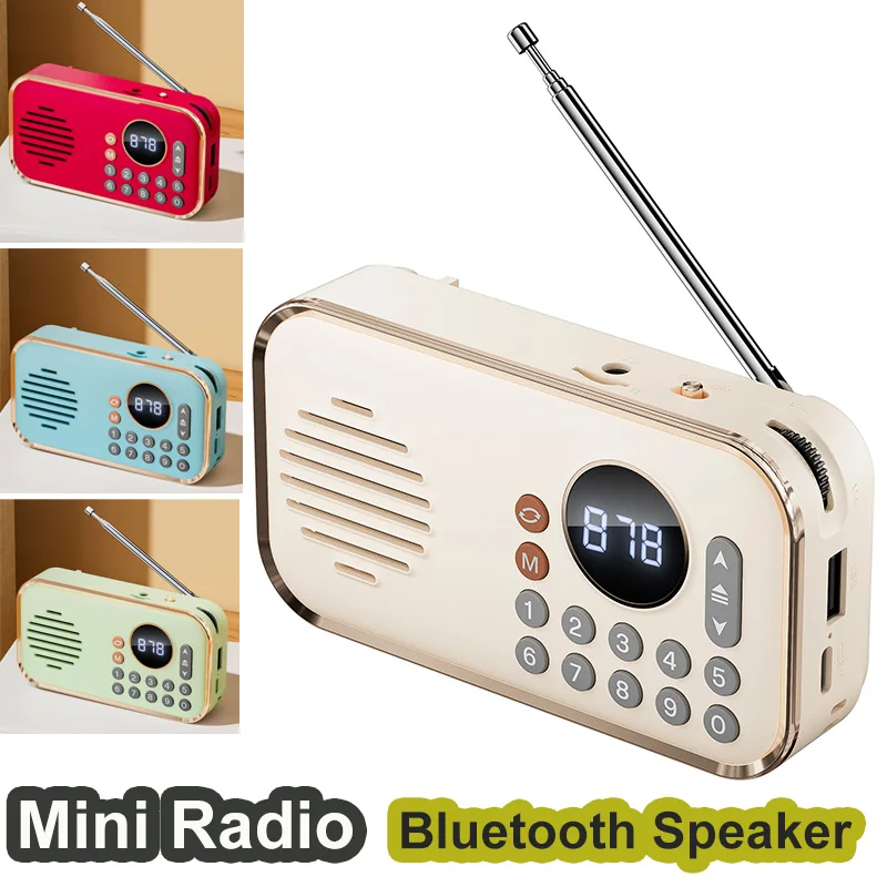 Wireless Stereo Bluetooth Speaker with FM Radio Function HIFI Sound Quality Support BT U Disk TF Card Mini Portable Soundbox