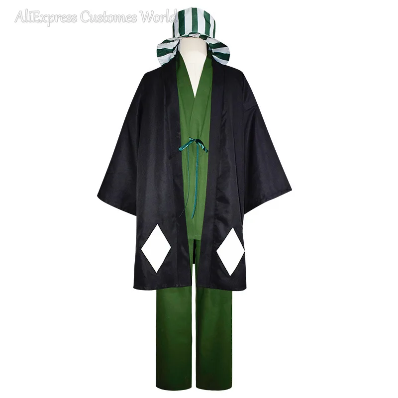 Anime Bleach Urahara Kisuke Cosplay Costume For Aldult Women Men Grey Kimono Pants Hat Outfits Halloween Carnival Party Costume