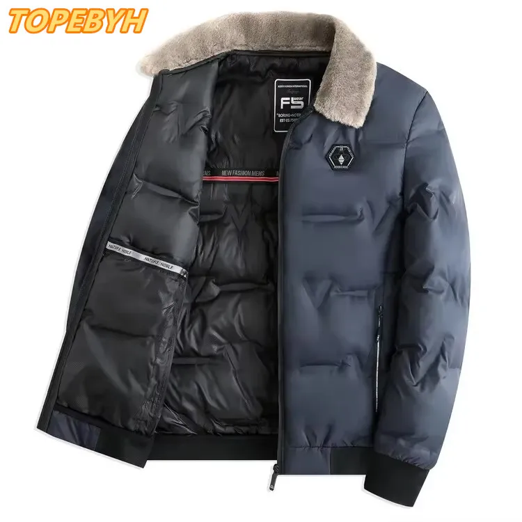 Men's Thickened Cotton Jacket Velvet Collar Short Cotton Jacket  Warm Design Parkas Coats