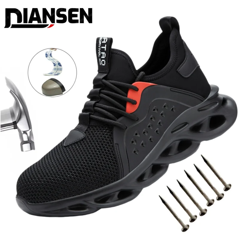 

48 Size Steel Toe Cap Light Breathable Sneaker For Men Unisex Work Safety Shoes Anti-smash And Anti-puncture Safety Sneakers