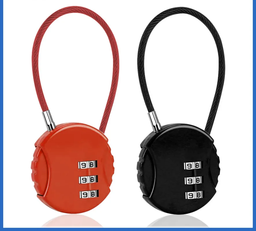 Mini 3-digit Password Lock Round Steel Wire Rope Combination Lock Gym Lock, Anti-theft, Trunk Lock, Cabinet Lock, Backpack Lock