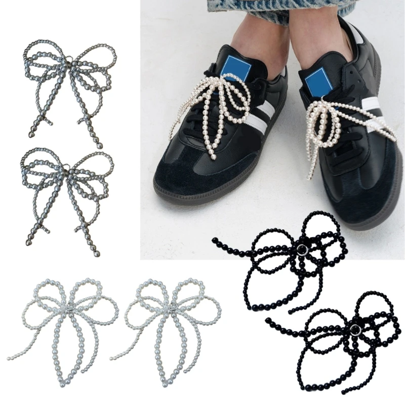 6Pcs Pearls Bowknot Shoe Clip Decoration Elegant Shoe Fastener for Fashionistas