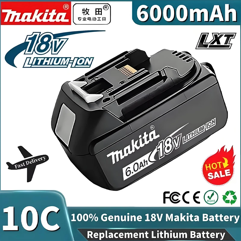 🥣 🥢 بطارية ماكيتا الأصلية، بطارية قابلة للشحن 18 فولت 6.0 أمبير في الساعة، تحل محل ماكيتا BL1830B L1840B L1850B L1860B، بطارية أداة الطاقة #1