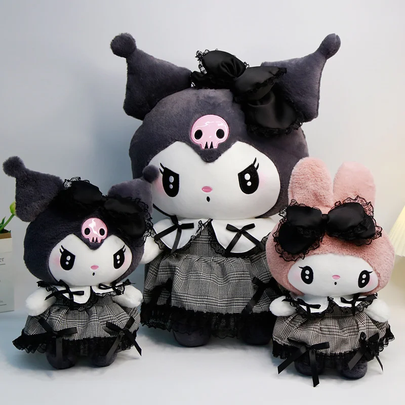 25 ซม.Kuromi My Melody Lolita Gothic Plush ของเล่นการ์ตูนตุ๊กตา Plushie หมอนตกแต่งห้องเด็กของขวัญวันเกิด