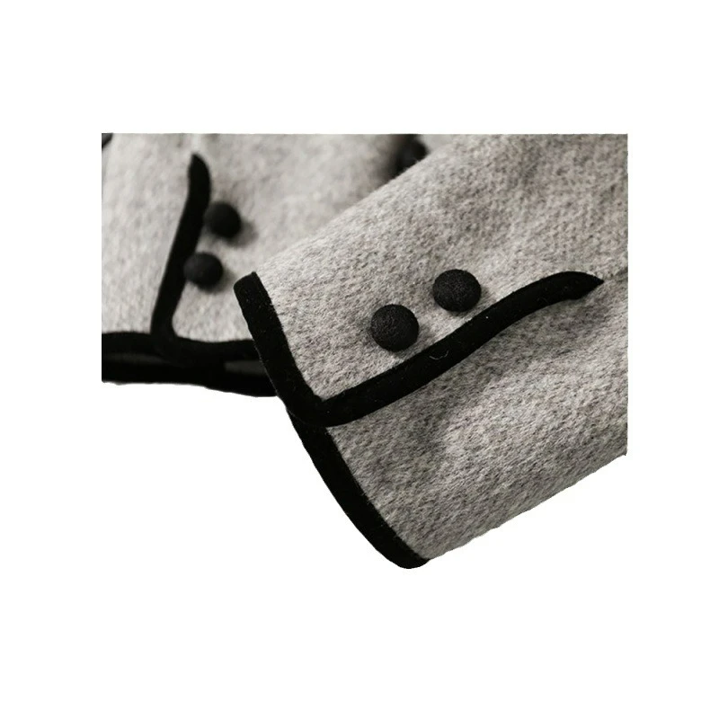 2026 الخريف/الشتاء الرجعية موضة جديدة مزدوجة الصدر عادية منتصف طول أنيقة اللون حجب التلبيب الصغيرة معطف الصوف للنساء #5