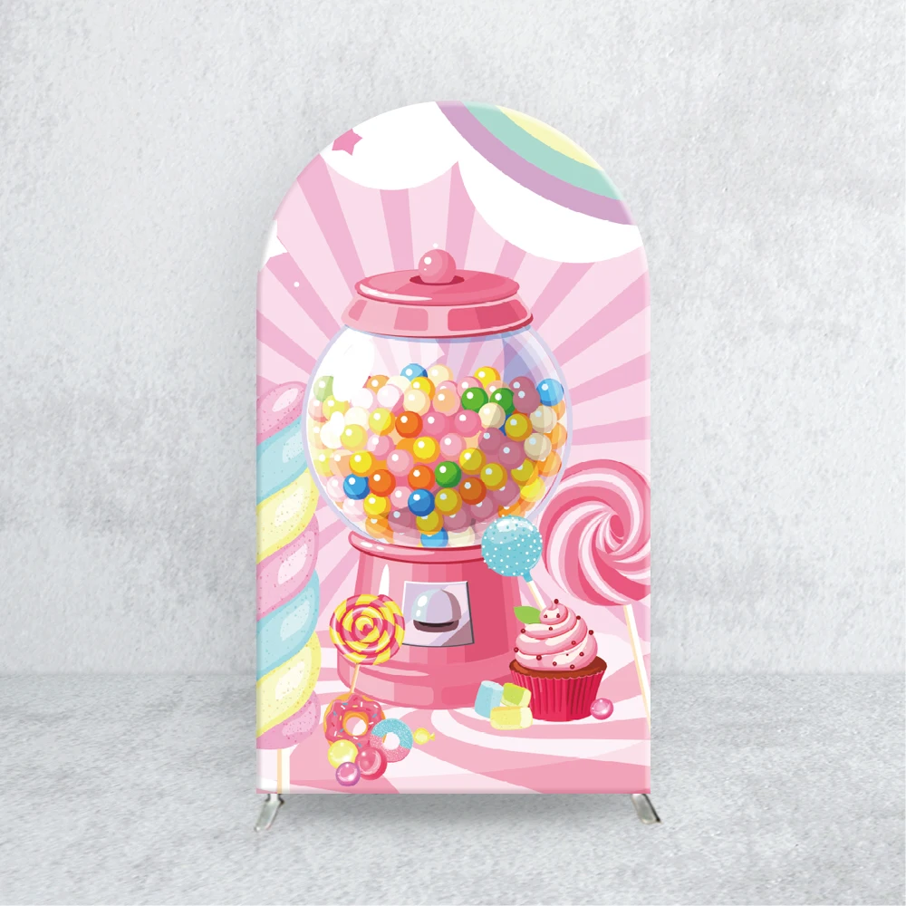 Pink Candy Birthday Arch Backdrop Decoration Covers for Children Birhday Party Supplies Baby Shower Photo Banner