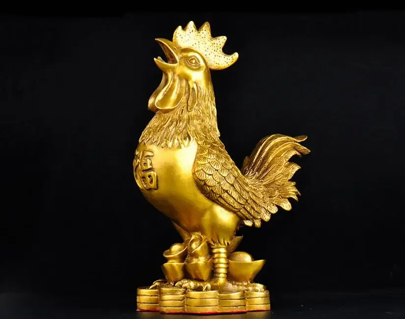 Pure copper chicken, large size golden   copper rooster, Yuanbao  household office decoration, hand