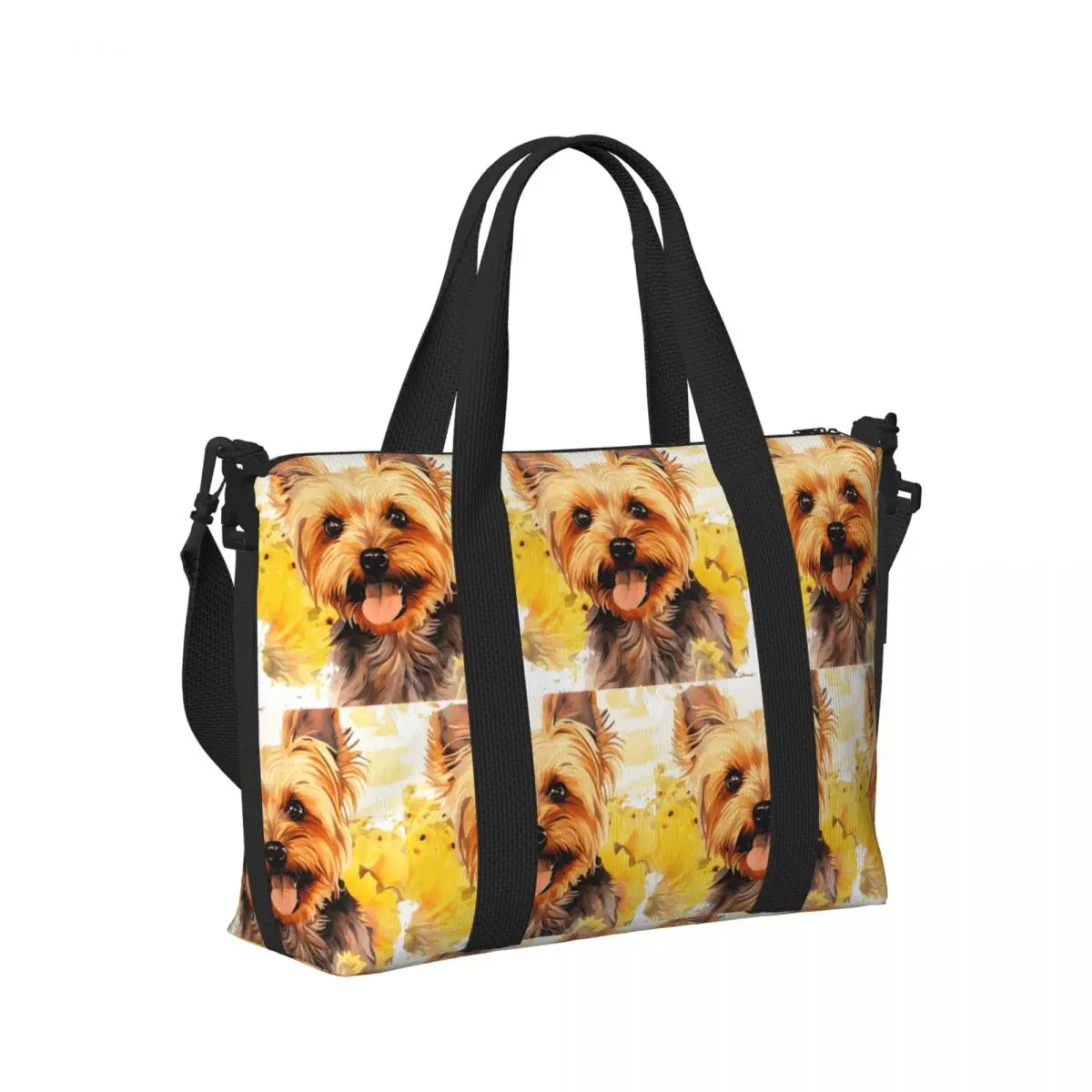 

Пляжная дорожная сумка с акварелью йоркширского йоркши, большая вместительная сумка-тоут для тренажерного зала, йоги, женская дорожная сумка для покупок