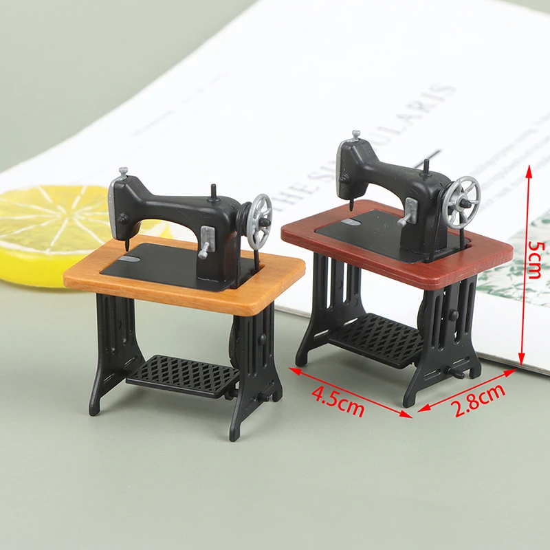 Fotografia 4: Máquina de costura em miniatura para casa de bonecas, modelo 1:12, decoração de móveis para bonecas, brinquedo