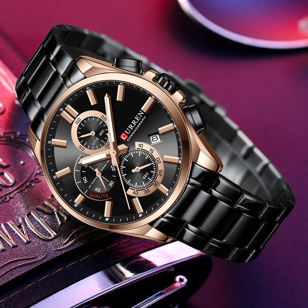 curren$y カレンシー 2点セット　currensy CURREN 8475 Casual Men's Quartz Watch Sports Chronograph Calendar
