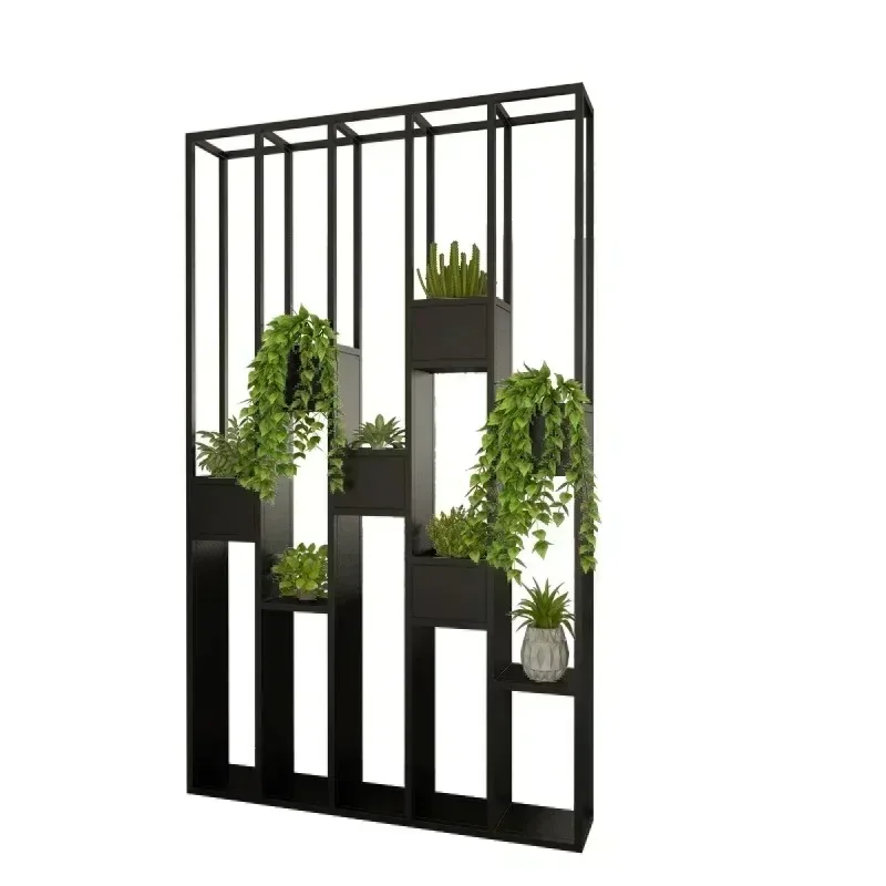 

Modern Iron Home Living Room Partition Screens Storage Shelf Multi-Functional Flower Stand Room Divider Restaurant Decoration