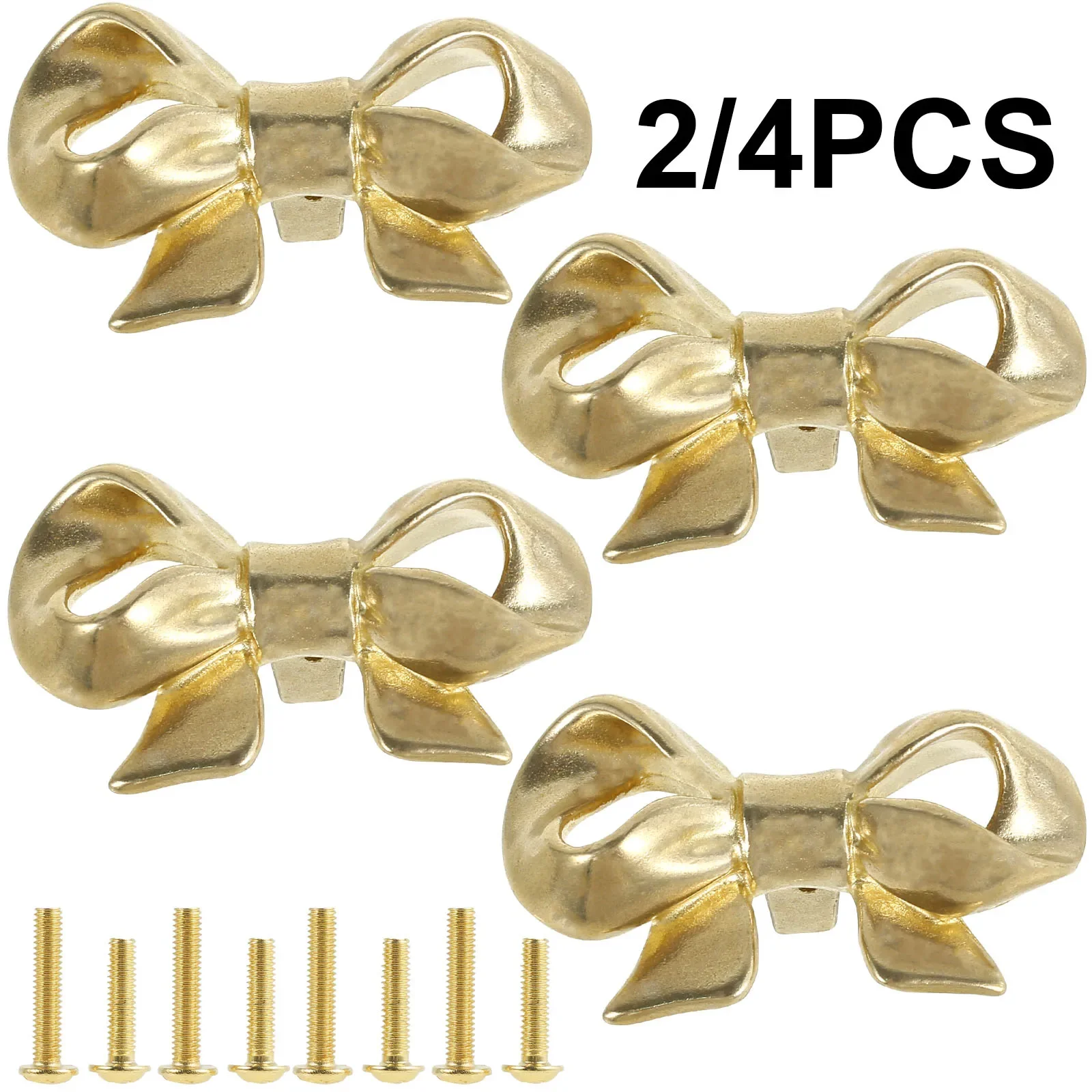 

2/4 шт. латунные ручки-бантики в европейском стиле для шкафов, гардеробов, дверей и ящиков, мебельные ручки-кнопки