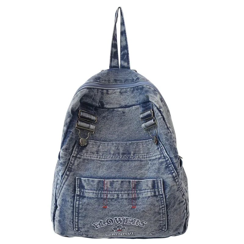 Japanese Denim Backpack for Female College Students Casual Large Capacity Retro Personalized Short Distance Travel Backpack Gift