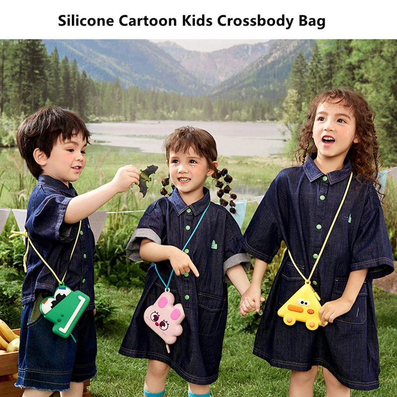 

Silicone Cartoon Dinosaur Kids Crossbody Bag Cute Girls Shoulder Messenger Bag Adjustable Strap Children's Small Coin Purse