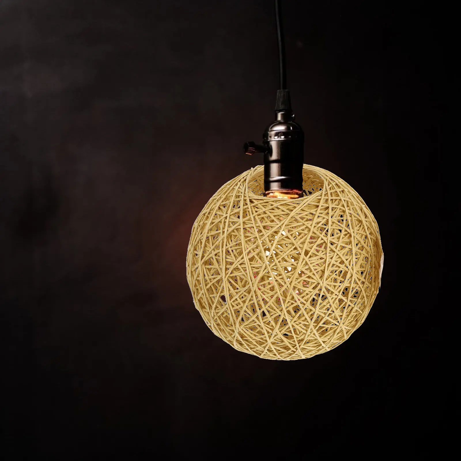 

2Pcs Rattan Ball Lampshade Simple Style Woven Craft Lamp Cover for Indoor Use Exquisite Light Shade Decor Accessory