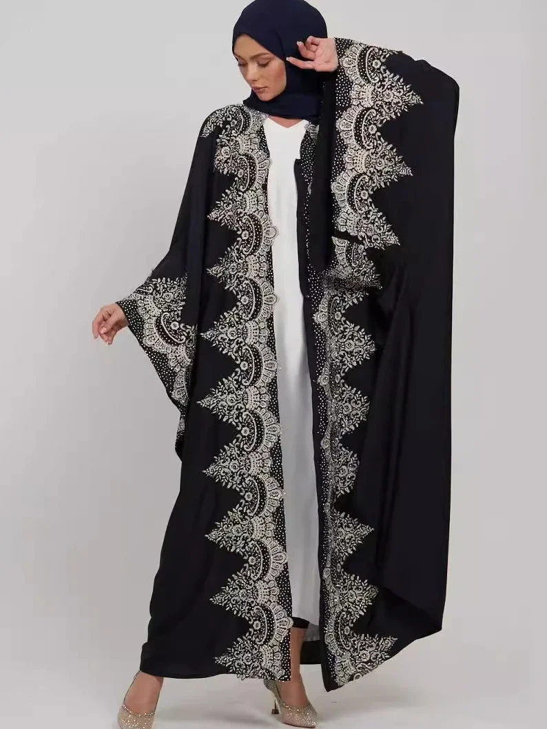 Eid Muslim Party Abaya dla kobiet Ramadan Kardigan Koronkowa długa sukienka Maroko Kaftan Vestidos Largos Dubai Robe Jalabiya 2024