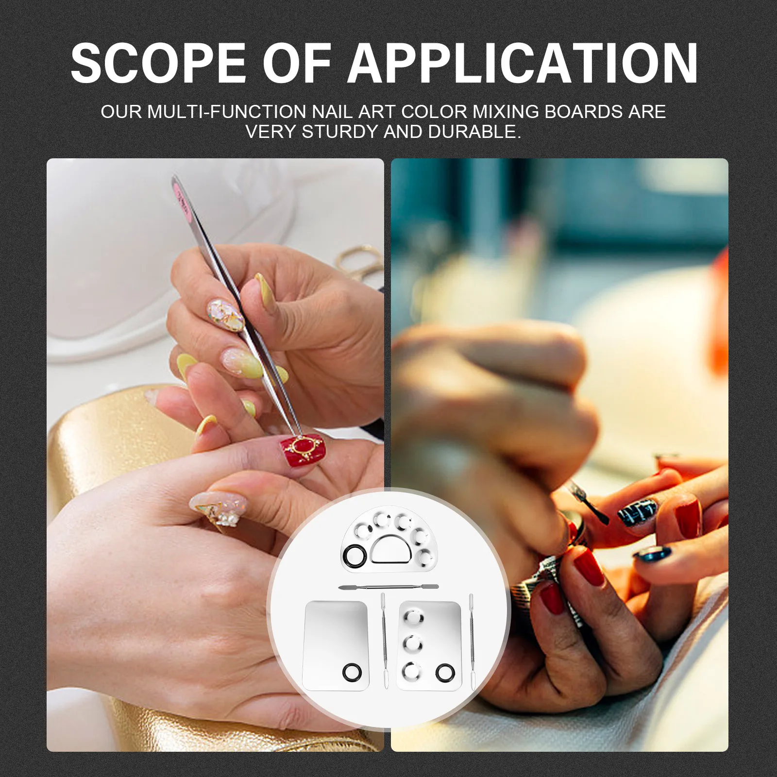 3 مجموعات من لوحة ألوان خلط فن الأظافر من الفولاذ المقاوم للصدأ وقابلة لإعادة الاستخدام ومتينة وناعمة الملمس وألواح طلاء الأظافر
