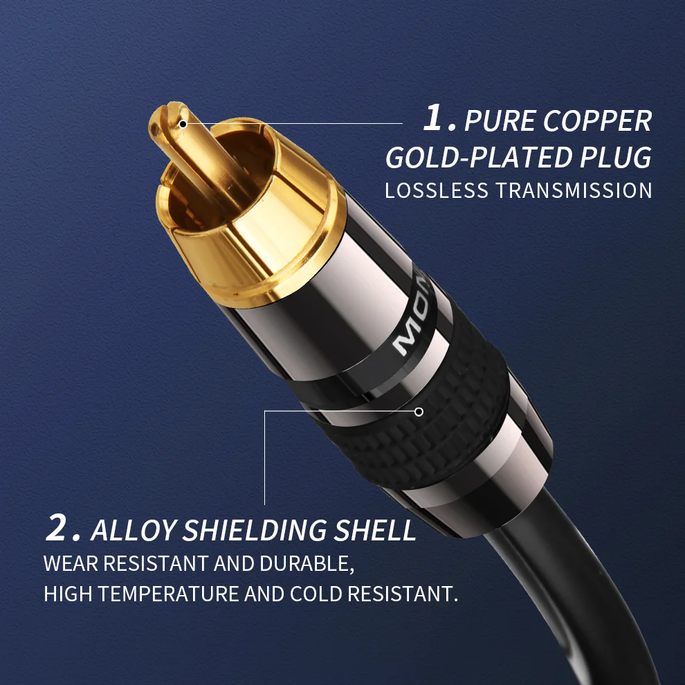 Single lotus to dual lotus audio line Subwoofer cable RCA male to dual lotus male DSP amplifier speaker connection line