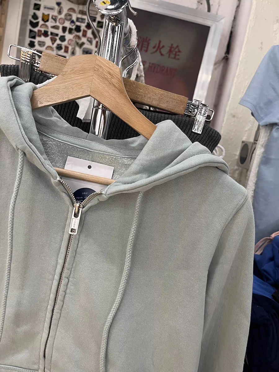 Solido Felpa con cappuccio e pantaloni Set da donna Autunno Tasca con zip Felpa con cappuccio + Coulisse Pantaloni sportivi dritti Casual in cotone Set da 2 pezzi Nuovo