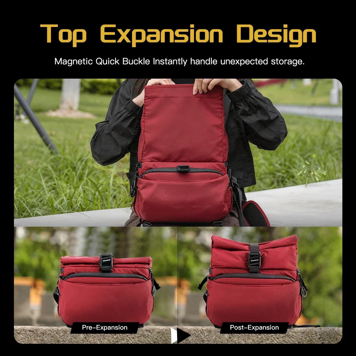 Diskerg Camera Sling Crossbody Bag Magnetic Quick‑Open Expandable Anti‑Sling with Rear Quick‑Grab for DSLR Mirrorless Cameras
