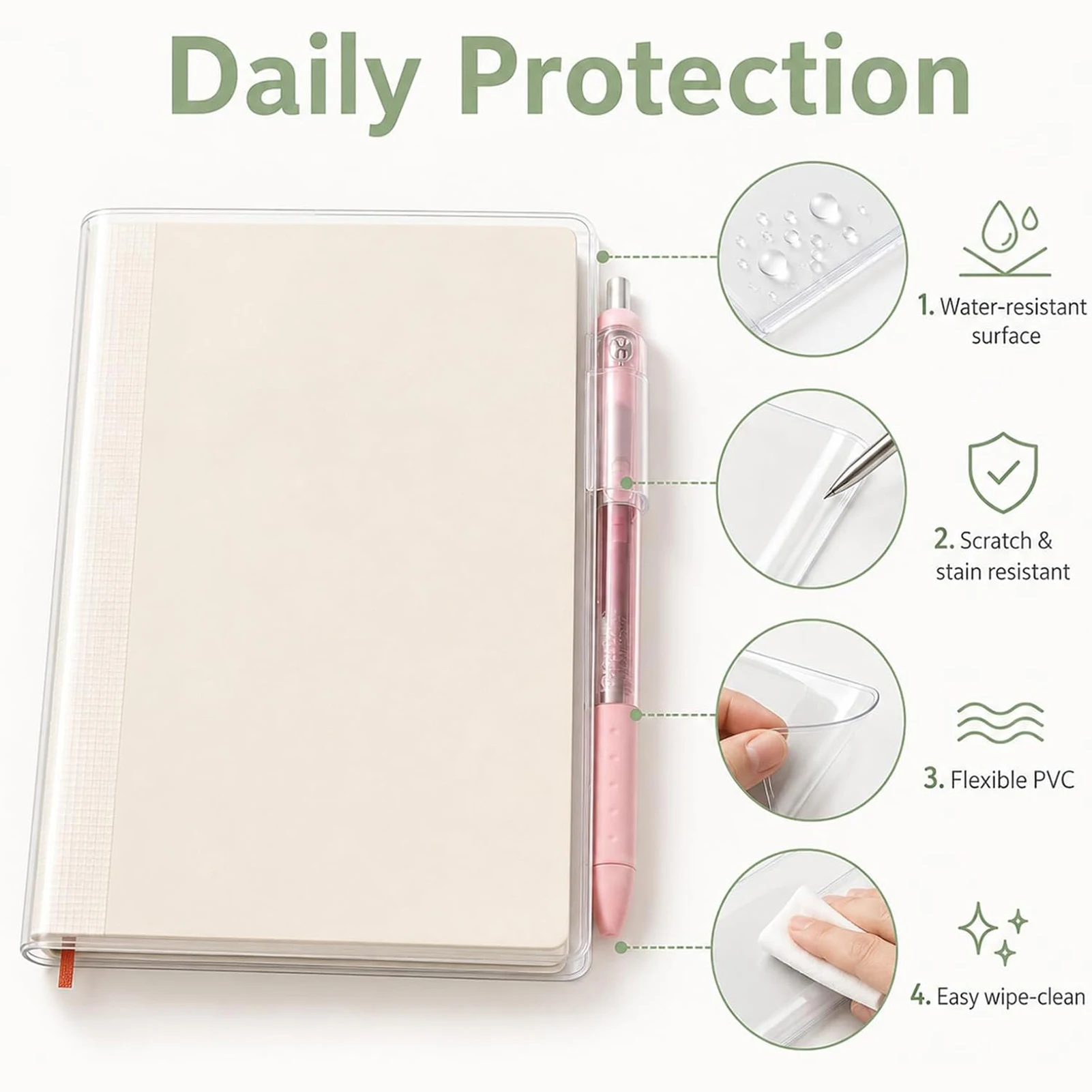 Clear PVC Waterproof Book Cover Protector for Office Use Weekly Planner Case Notebook Cover Anti Scratch Protection