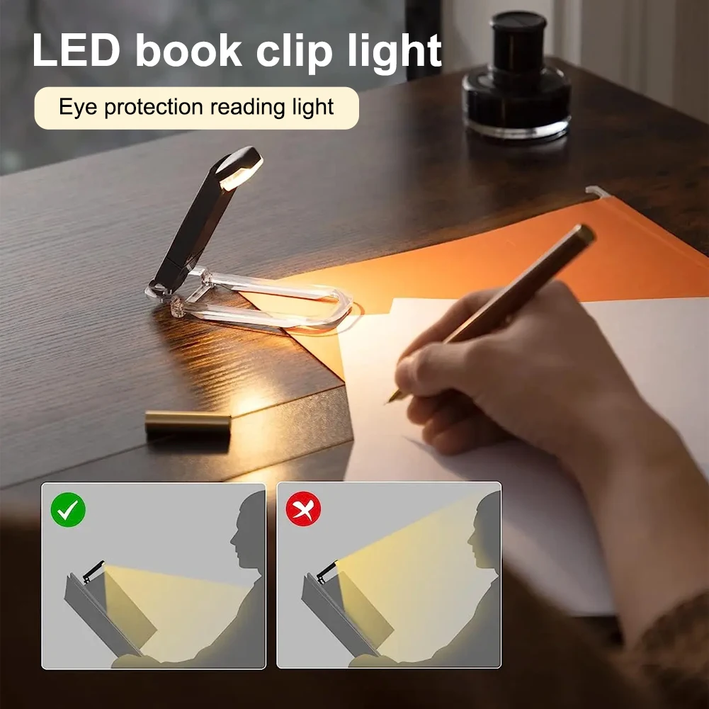 

LED USB Rechargeable Book Light Reading Light Eye Protection Night Light Portable Clip Desk Light Bookmark Read Light Night Lamp