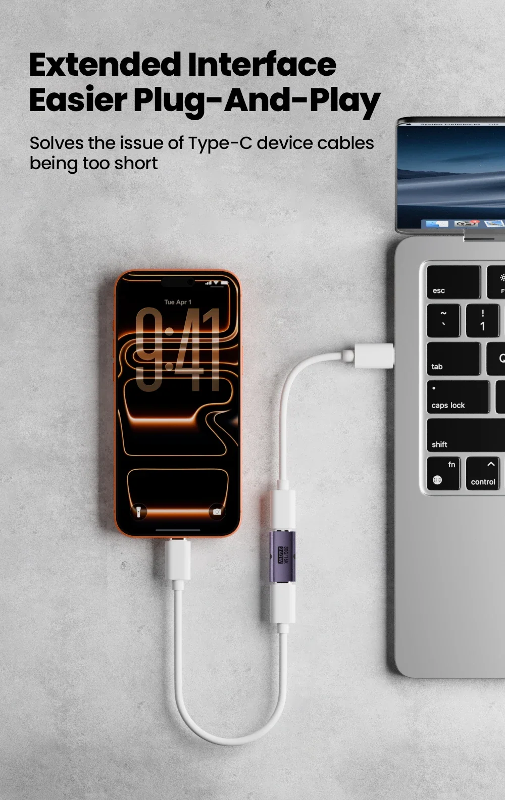 USB C to C Adapter PD3.1 240W Female to Female 80Gbps Fast Charging 16K 60Hz High Speed Type C Connector Converter