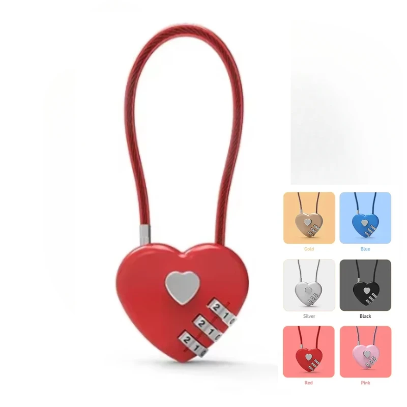 Love Lock Wedding Lock Heart Love Combination Lock School Bag Backpack Trolley Box Concentric Color Zinc Alloy