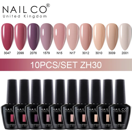 NAILCO 15ml 10 unids/set colores desnudos Gel Esmalte de uñas Gel UV Esmalte de uñas rosa Lakiery Esmalte Base superior diseño de Arte de uñas Vernis