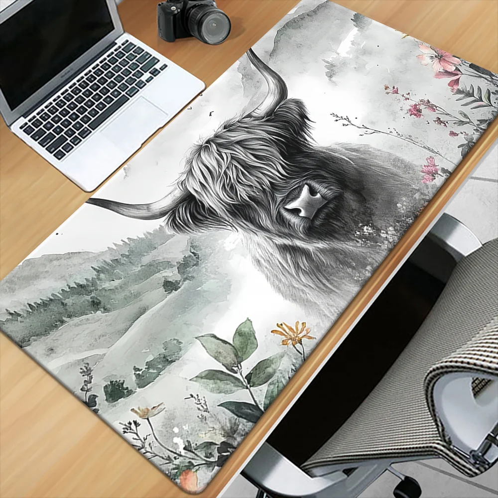 

Melancholic Highland Cow и очаровательный коврик для мыши с принтом зебры, игровой аксессуар для клавиатуры, коврик для мыши, коврик для офисного компьютера, ПК, ноутбука