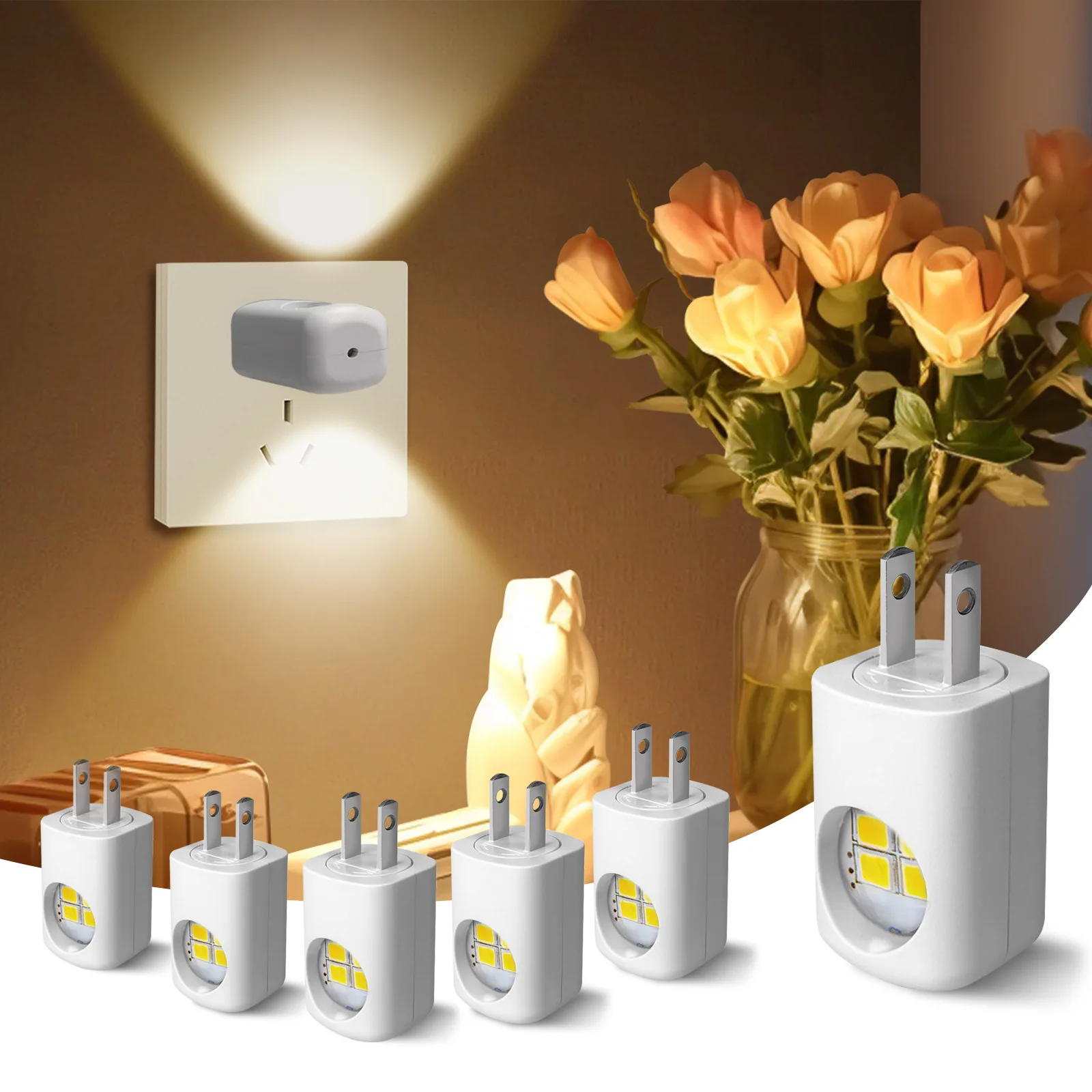Mini LED Night Light EU/US Plug-In 220v Wall Socket Lamp With Twilight Sensor Energy Saving For Kids Bedroom WC Night Lights