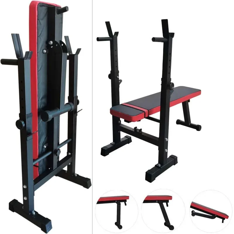 Home fitness Adjustable Weight lifting Bench foldable multi function flat barbell rack bench press